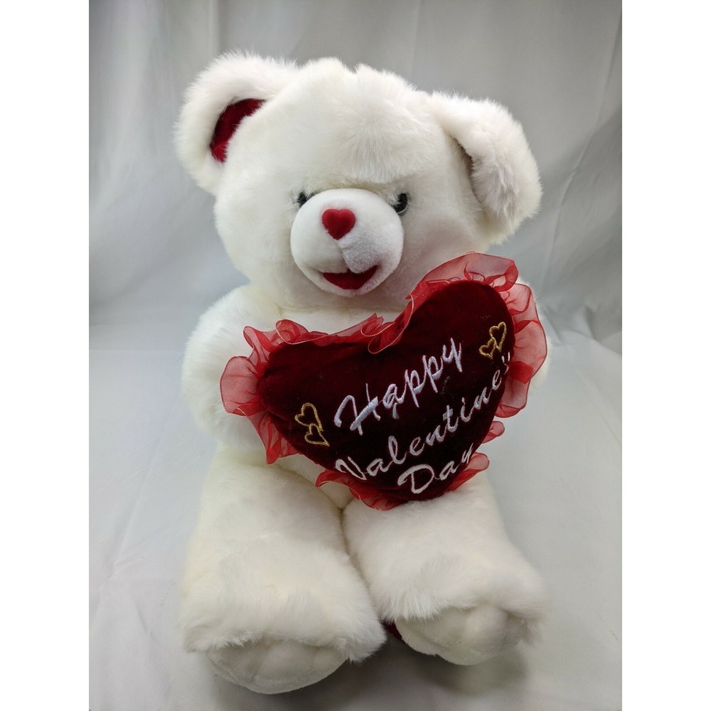 Dan Dee Happy Valentines Day White Bear Plush 21 Inch Red Heart Stuffed‎ Animal